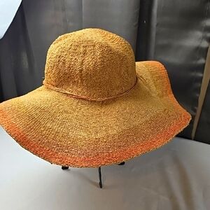 Scala Women's Sun Hat Paper Straw Floppy BoHo Beachy Festival Hippie One Sz GUC